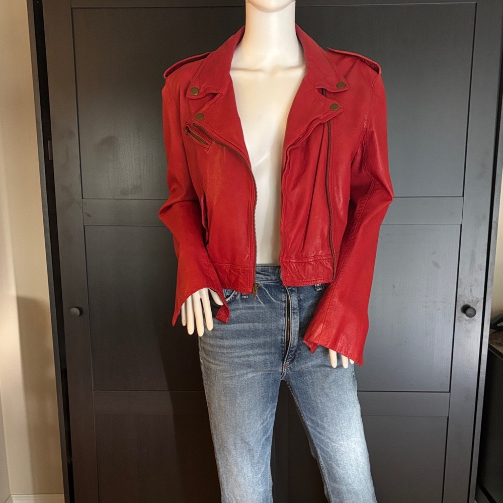 Pam & Gela Vibrant Red Leather Jacket